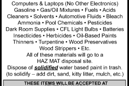 Household Hazardous Waste Collection Day on Saturday, November 1, 2025 Household Hazardous Waste Collection Day on Saturday, November 1, 2025